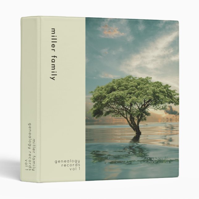 Simple Modern Family Tree Ancestry 3 Ring Binder (Front/Spine)