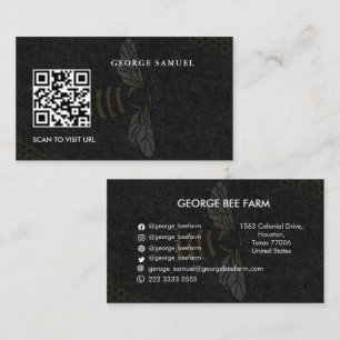 Simple Modern Farm Name   QR Code   Bee Farm Honey Business Card