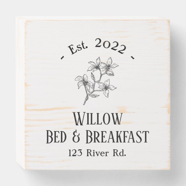 Simple Modern Farmhouse Custom Bed and Breakfast  Wooden Box Sign (Front Horizontal)