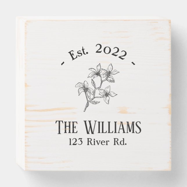 Simple Modern Farmhouse First Home Custom Wooden Box Sign (Front Horizontal)