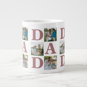 Simple Modern Fathers Day Dad 3 photo family  Giant Coffee Mug
