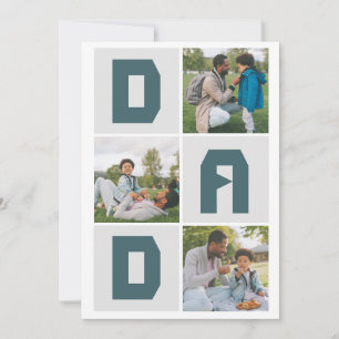 Simple Modern Fathers Day Dad 3 photo family Holiday Card