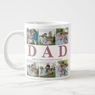 Simple Modern Fathers Day Dad 6 photo family Giant Coffee Mug