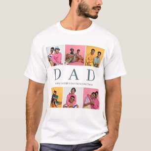Simple Modern Fathers Day Dad 6 photo family T-Shirt