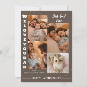 Simple Modern Fathers Day photo family collage Holiday Card
