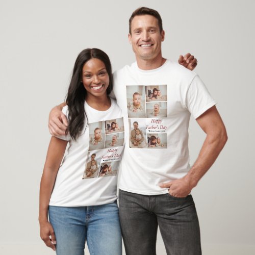 Simple Modern Fathers Day photo family collage T_Shirt