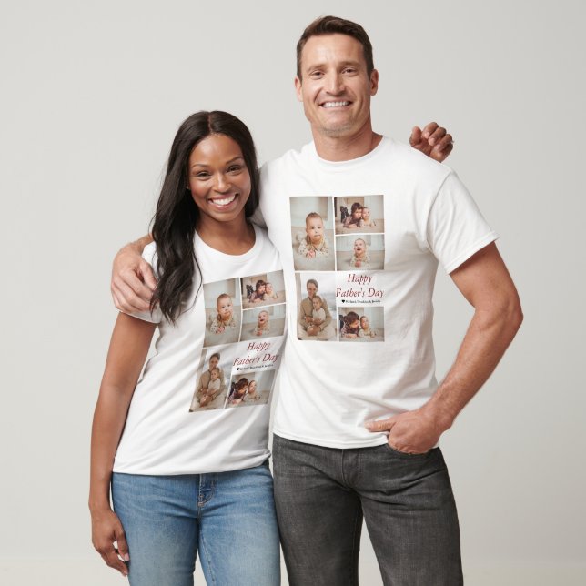 Simple Modern Fathers Day photo family collage T-Shirt (Unisex)