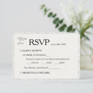 Simple Modern Faux Deckled Edge Wedding RSVP
