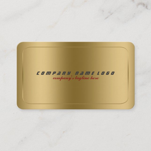 Simple Modern Faux Gold Metallic Design 2 Business Card (Front)
