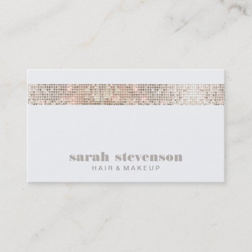 Customizable Simple Modern FAUX Sequins Beauty and Fashion Business Card