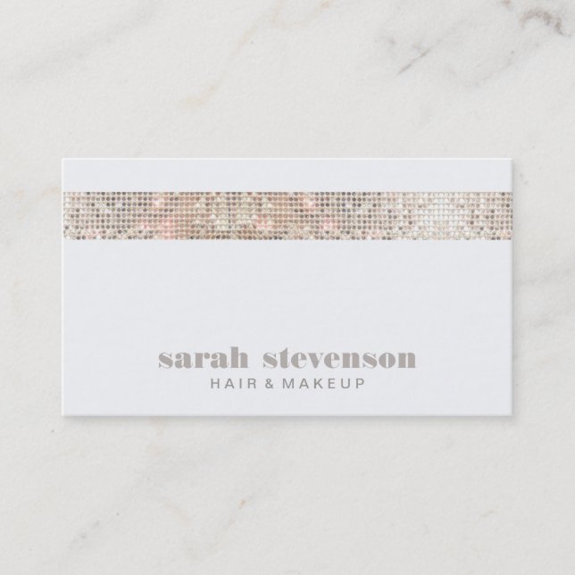 Simple Modern FAUX Sequins Beauty and Fashion Business Card (Front)