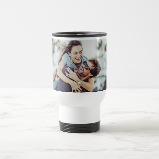 Simple Modern Favourite Couple Photo Travel Mug (Center)