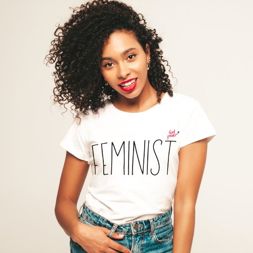 Simple Modern Feminist Script Minimal Girl power  T_Shirt