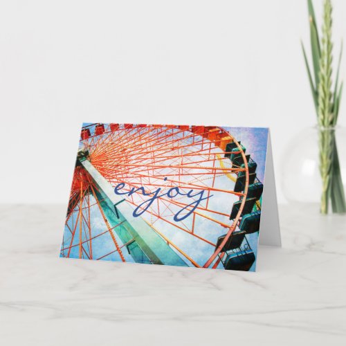 Simple Modern Ferris Wheel Enjoy Photo Calligraphy Card