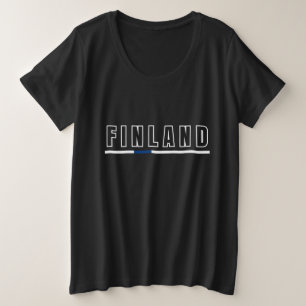 Simple Modern Finland Finnish Letter Flag Souvenir Plus Size T-Shirt