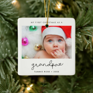Simple Modern First Christmas as a Grandpa Ceramic Ornament