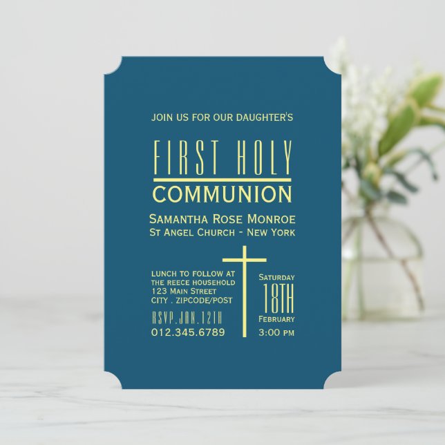 Simple Modern, First Holy Communion Invitation (Standing Front)