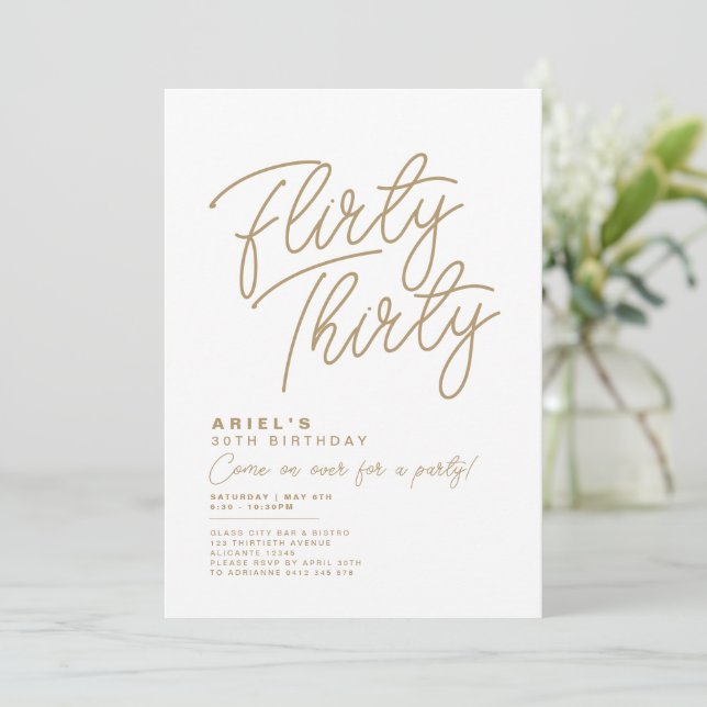 Simple Modern Flirty Thirty Birthday Invitation (Standing Front)