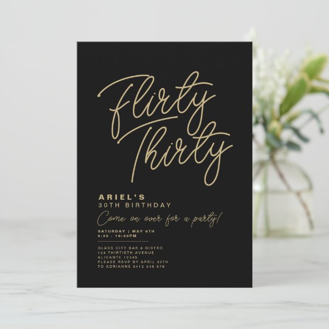 Simple Modern Flirty Thirty Birthday Invitation (Standing Front)