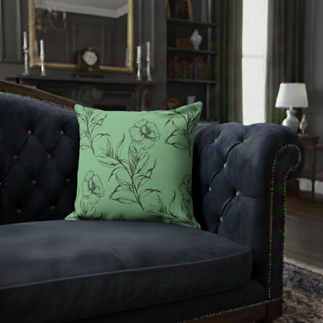 Simple Modern Floral Boho Pattern Light Green Throw Pillow (Creator Uploaded)