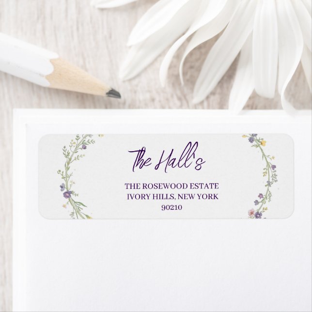 Simple Modern Floral Boho Wedding  Label (Insitu)