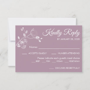 Simple modern floral elegant orchids meal choice RSVP card