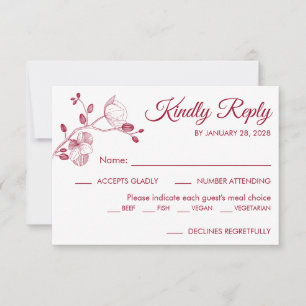Simple modern floral elegant orchids meal choice RSVP card