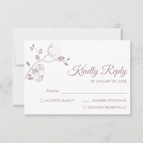 Simple modern floral elegant orchids minimalist RSVP card