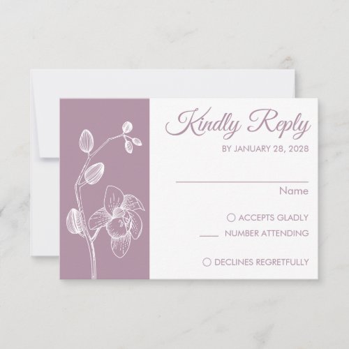 Simple modern floral elegant orchids minimalist RSVP card