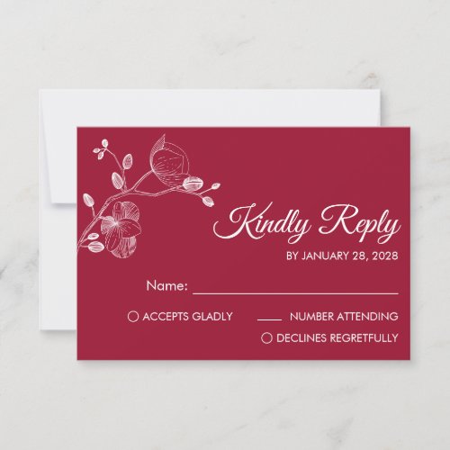 Simple modern floral elegant orchids minimalist RSVP card