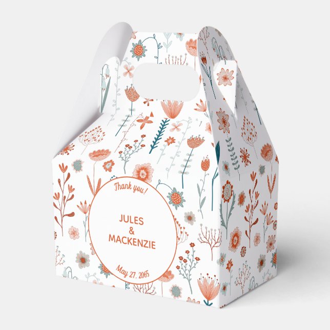 Simple Modern Floral Favor Boxes (Front Side)