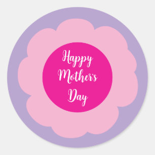 Simple Modern Floral Pink Daisy Happy Mother's Day Classic Round Sticker