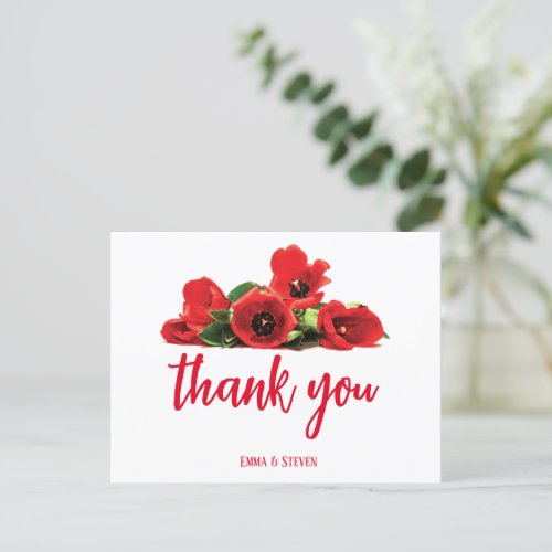 Simple modern floral thank you postcard