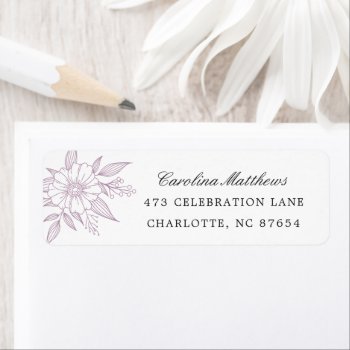 Simple Modern Floral Wedding Lavender Address Label by Orabella at Zazzle