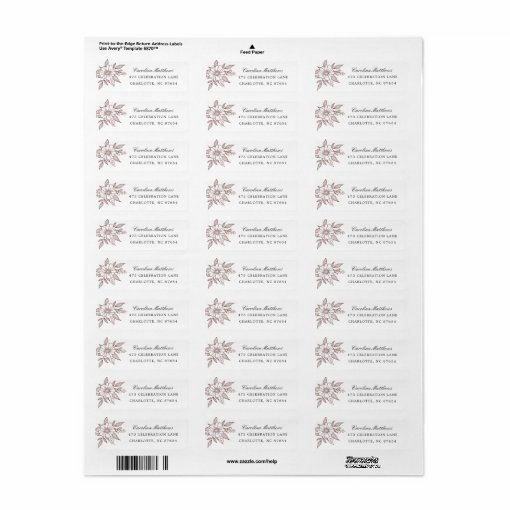 Simple Modern Floral Wedding Red Return Address Label | Zazzle