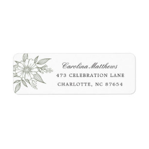 Simple Modern Floral Wedding Sage Return Address Label