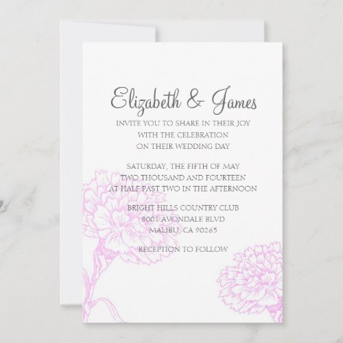 Simple Modern Flower Wedding Invitations
