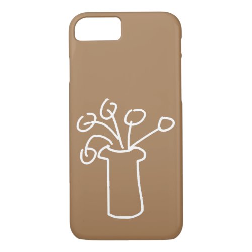 Simple modern flower white iPhone 87 case