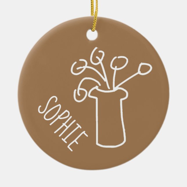 Simple modern flower white ceramic ornament (Front)