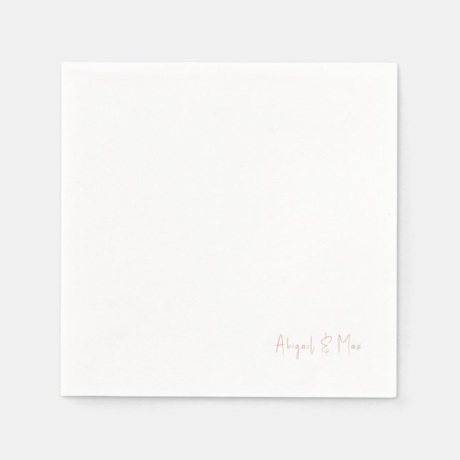 Simple Modern Font Blush Names Wedding Napkins (Front)