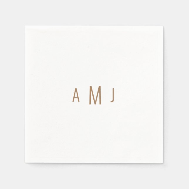 Simple Modern Font Couple Gold Monogram Napkins (Front)