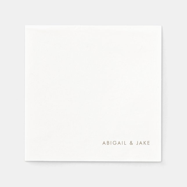 Simple Modern Font Gold Text Names Wedding Napkins (Front)