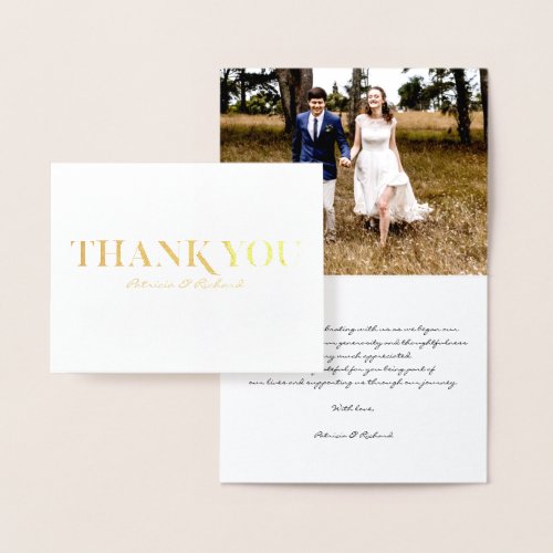 Simple Modern Font Wedding Thank You Foto Foil Card