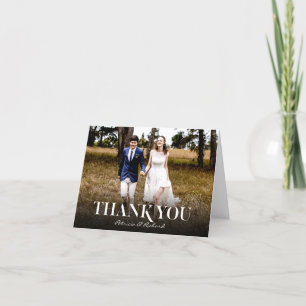 Simple Modern Font Wedding Thank You Photo Card