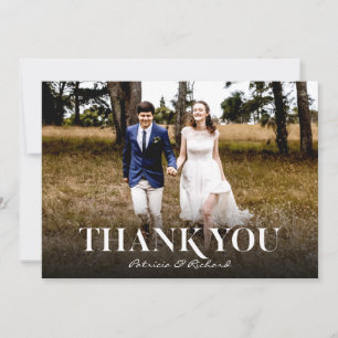 Simple Modern Font Wedding Thank You Photo Card