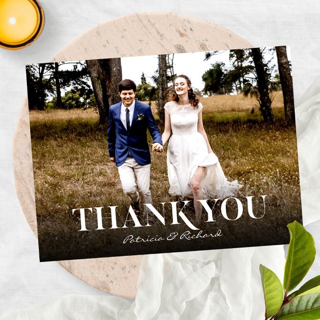 Simple Modern Font Wedding Thank You Photo Postcard (Creator Uploaded)