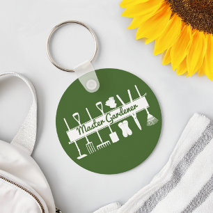 Simple Modern Forest Green Master Gardener Keychain