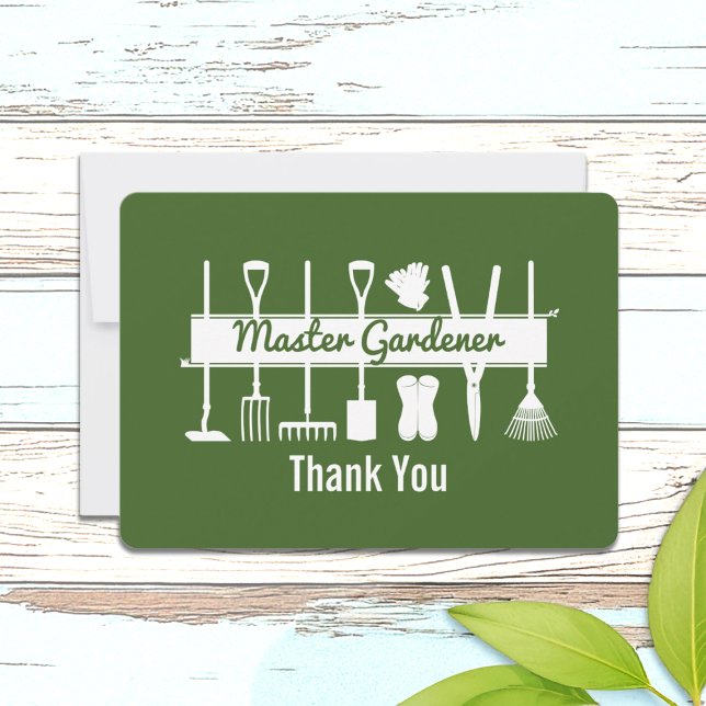 Simple Modern Forest Green Master Gardener Thank You Card (Creator Uploaded)