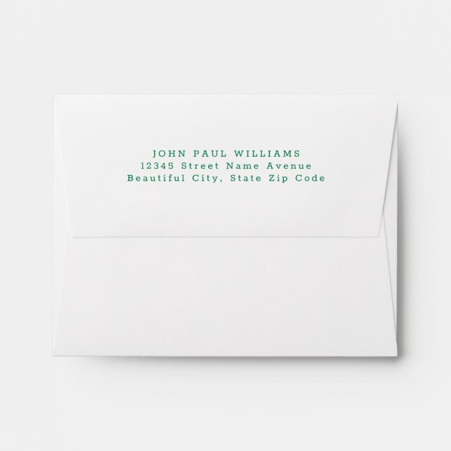 Simple Modern Forest Green Name Address Envelope (Back (Top Flap))