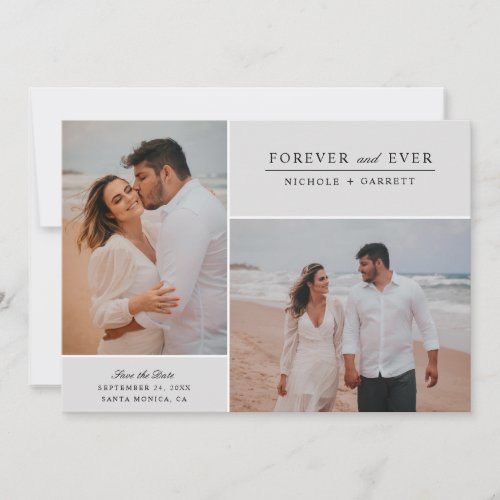Simple Modern Forever and Ever Two Photo  Gray Save The Date